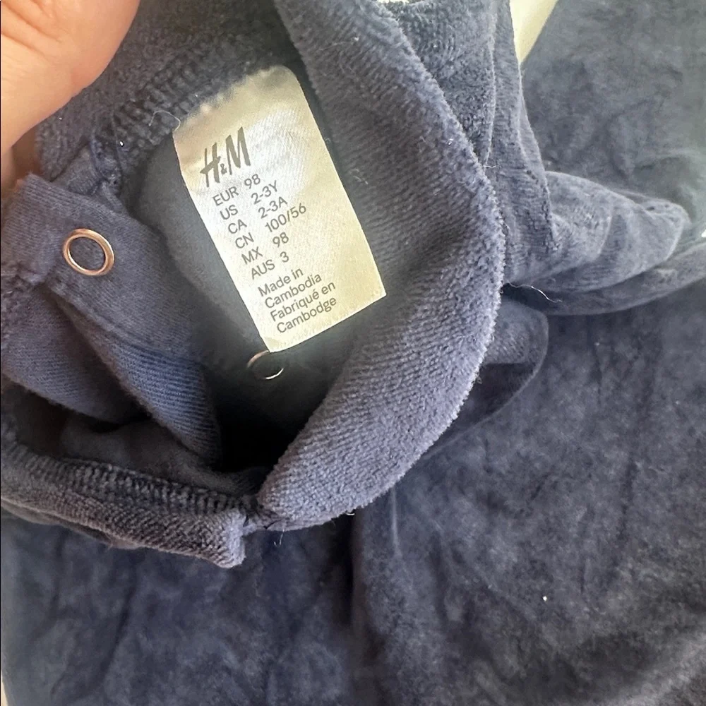 H&M Navy Blue Kids Fleece velour dress 2/3Y